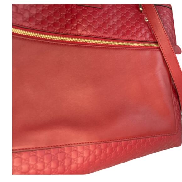Gucci Guccissima Red Leather Tote Bag Shoulder Satchel Authentic Made In Italy - Picture 13 of 16